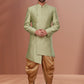 Indo Western Jacquard Green Fancy Work Mens