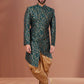 Indo Western Jacquard Green Fancy Work Mens