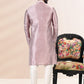 Kurta Pyjama Banarasi Silk Jacquard Mauve Fancy Work Mens