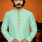 Kurta Pyjama Jacquard Green Fancy Work Mens