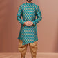 Indo Western Jacquard Green Fancy Work Mens