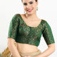 Designer Blouse Jacquard Green Print Blouse