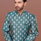 Indo Western Jacquard Teal Fancy Work Mens