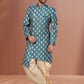 Indo Western Jacquard Teal Fancy Work Mens