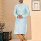 Kurta Pyjama Brocade Jacquard Aqua Blue Jacquard Work Mens