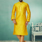 Kurta Pyjama Cotton Jacquard Yellow Jacquard Work Mens