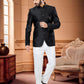 Jodhpuri Suit Jacquard Black Fancy Work Mens