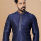 Kurta Pyjama Cotton Jacquard Blue Jacquard Work Mens