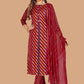 Salwar Suit Jacquard Organza Maroon Lace Salwar Kameez