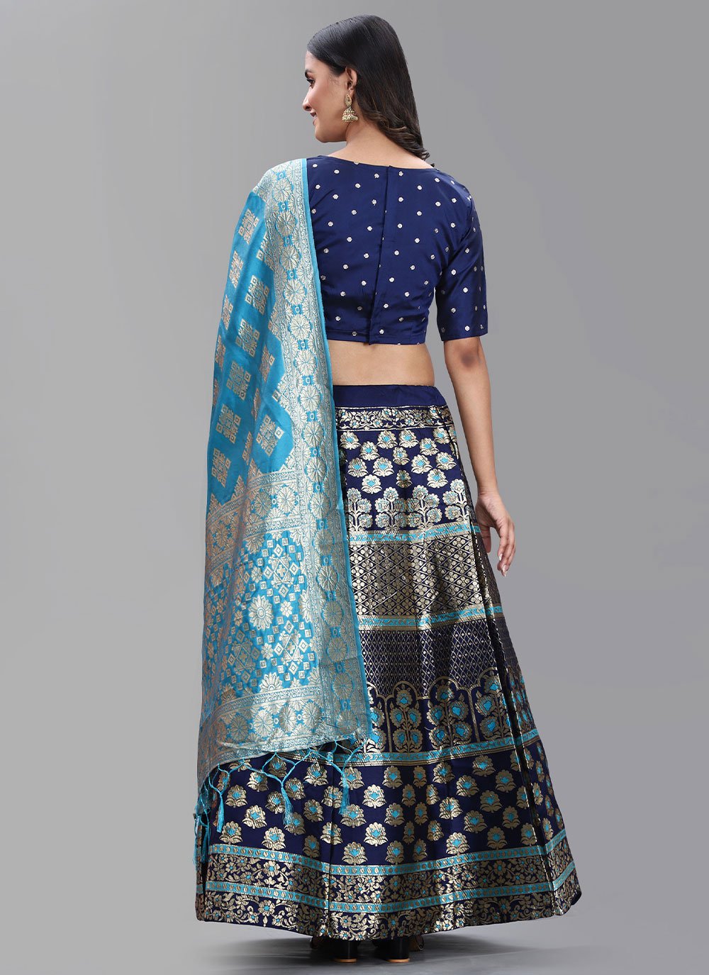 Lehenga Choli Banarasi Silk Jacquard Multi Colour Jacquard Work Lehenga Choli