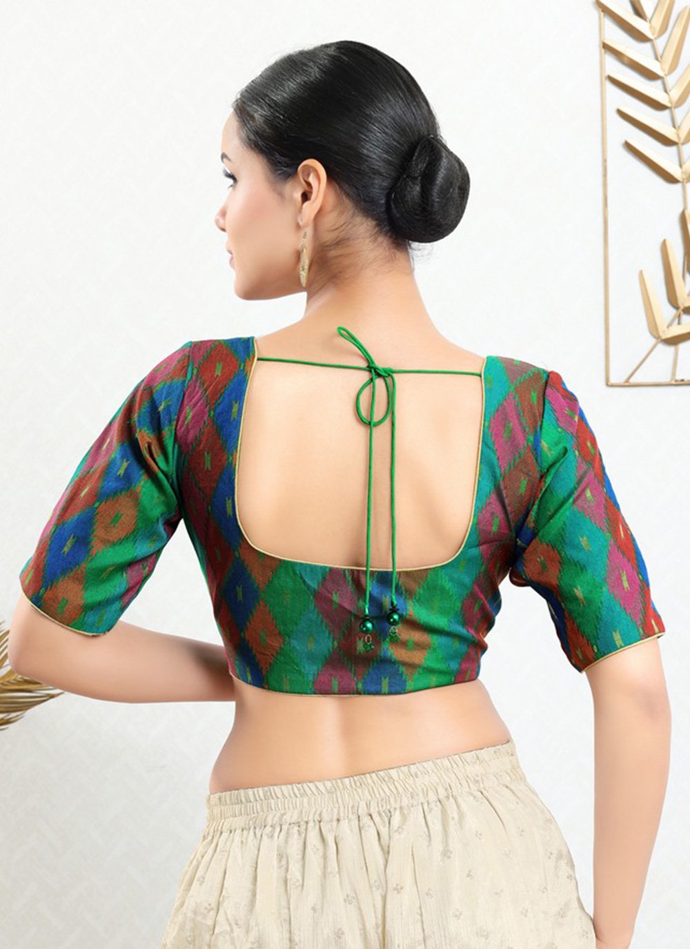 Designer Blouse Jacquard Multi Colour Print Blouse