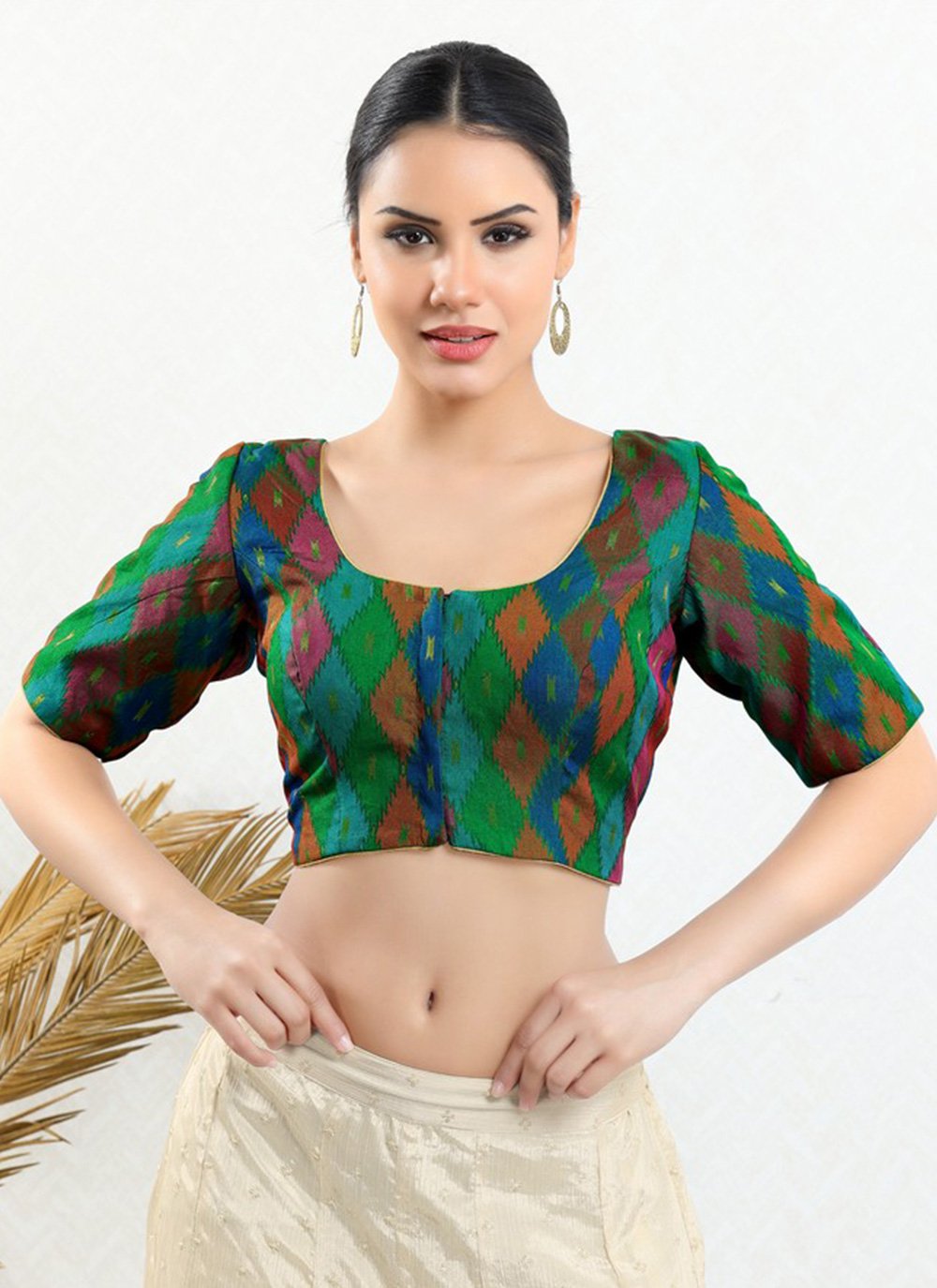 Designer Blouse Jacquard Multi Colour Print Blouse