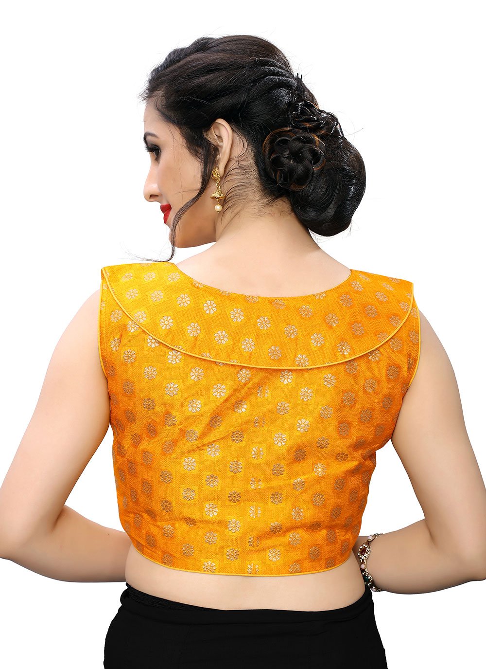 Blouse Jacquard Orange Weaving Blouse