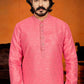 Kurta Pyjama Jacquard Pink Fancy Work Mens