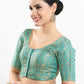 Designer Blouse Jacquard Sea Green Print Blouse