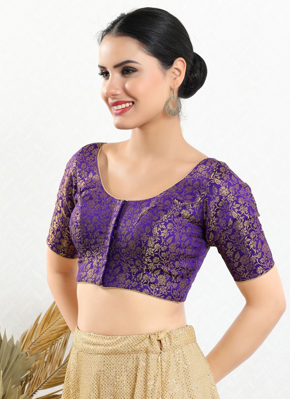 Blouse Jacquard Purple Print Blouse