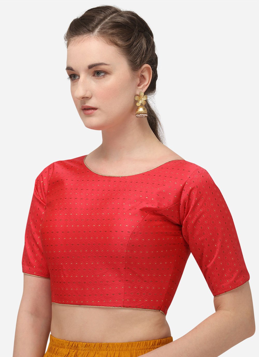 Blouse Jacquard Red Embroidered Blouse