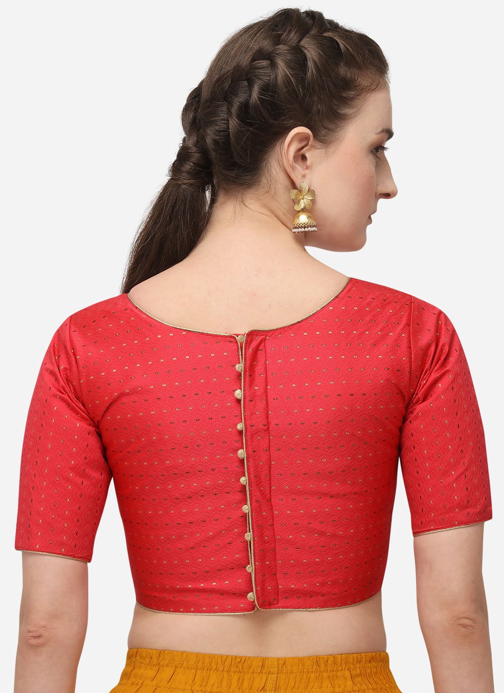 Blouse Jacquard Red Embroidered Blouse