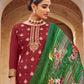 Salwar Suit Jacquard Pure Dola Maroon Diamond Salwar Kameez