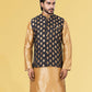 Nehru Jackets Jacquard Silk Black Embroidered Mens