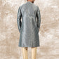 Kurta Pyjama Brocade Jacquard Silk Grey Fancy Work Mens