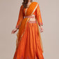 Lehenga Choli Jacquard Silk Orange Woven Lehenga Choli