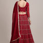 Lehenga Choli Jacquard Silk Maroon Sequins Lehenga Choli