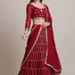 Lehenga Choli Jacquard Silk Maroon Sequins Lehenga Choli