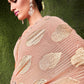 Designer Jacquard Silk Peach Foil Print Saree