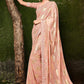 Designer Jacquard Silk Peach Foil Print Saree