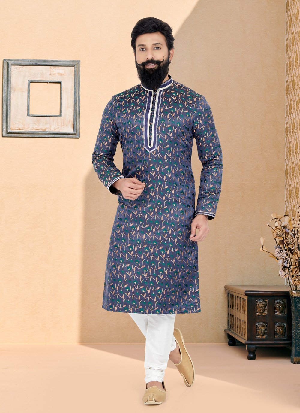 Kurta Pyjama Jacquard Silk Multi Colour Jacquard Work Mens