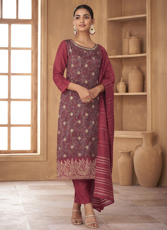 Salwar Suit Jacquard Silk Multi Colour Print Salwar Kameez