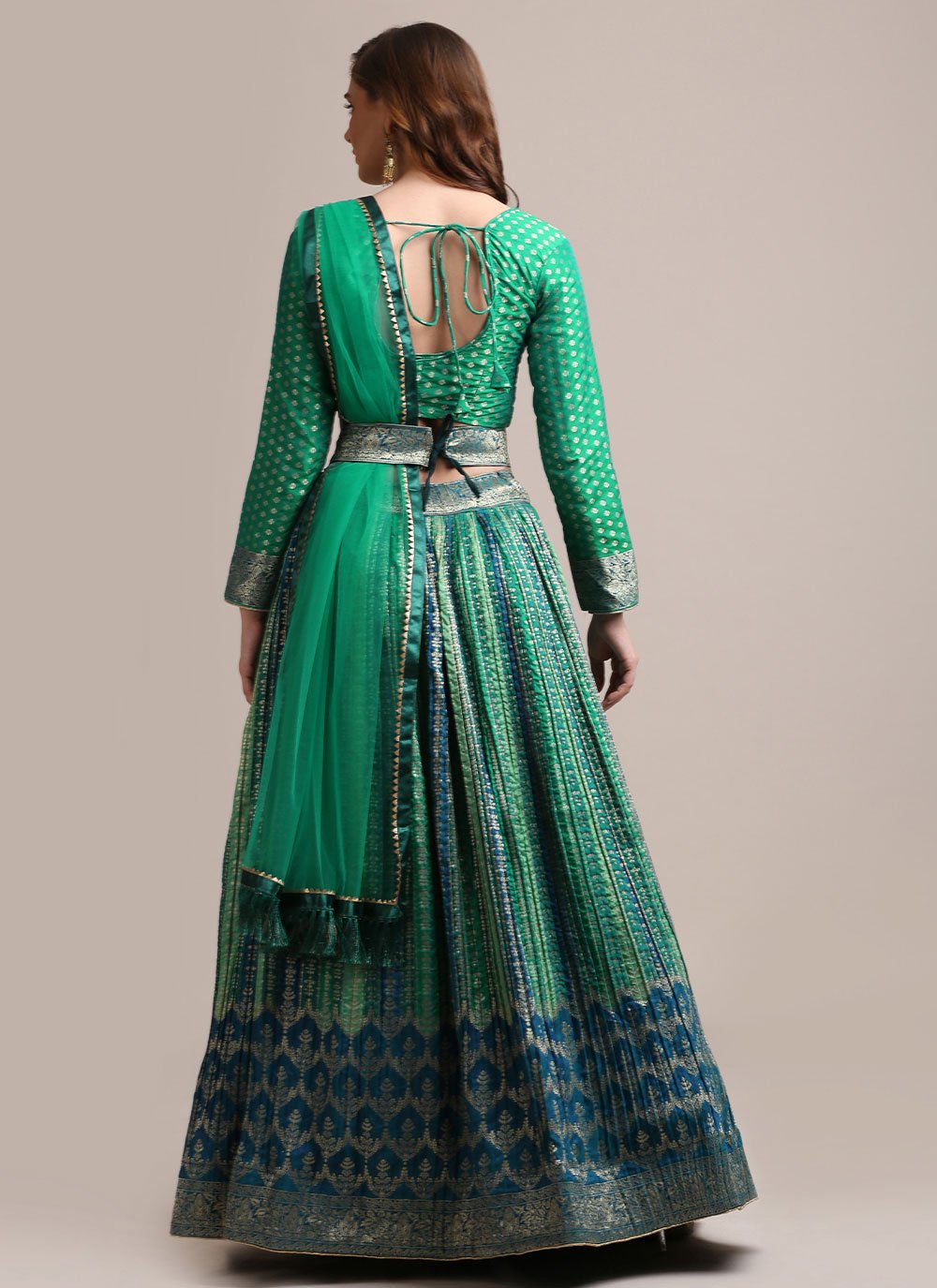 Lehenga Choli Jacquard Silk Multi Colour Woven Lehenga Choli