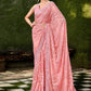 Classic Jacquard Silk Pink Foil Print Saree