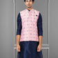 Nehru Jackets Jacquard Silk Pink Embroidered Mens