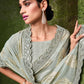 Contemporary Jacquard Silk Sea Green Foil Print Saree