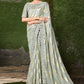 Contemporary Jacquard Silk Sea Green Foil Print Saree