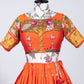 Lehenga Choli Jacquard Silk Orange Weaving Lehenga Choli