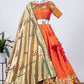 Lehenga Choli Jacquard Silk Orange Weaving Lehenga Choli