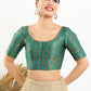 Designer Blouse Jacquard Teal Jacquard Work Blouse