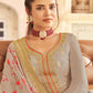 Palazzo Salwar Suit Jacquard Pure Dola Grey Embroidered Salwar Kameez