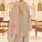 Palazzo Salwar Suit Jacquard Pure Dola Grey Embroidered Salwar Kameez