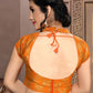 Designer Blouse Jacquard Orange Weaving Blouse