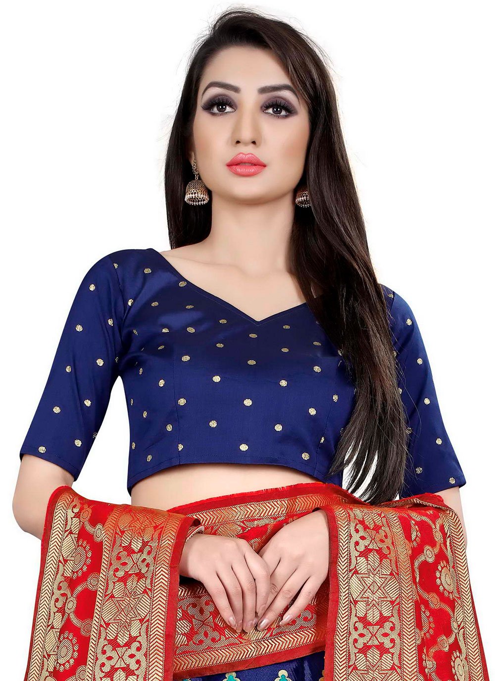 Lehenga Choli Banarasi Silk Blue Jacquard Work Lehenga Choli