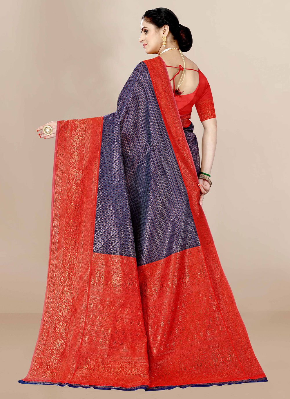 Trendy Saree Banarasi Silk Blue Jacquard Work Saree