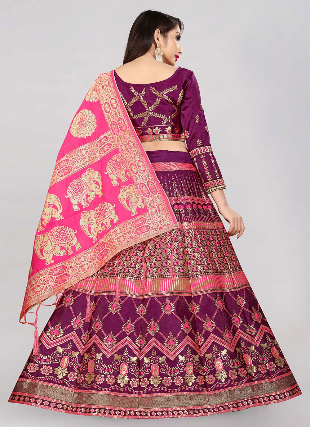 Lehenga Choli Banarasi Silk Purple Jacquard Work Lehenga Choli