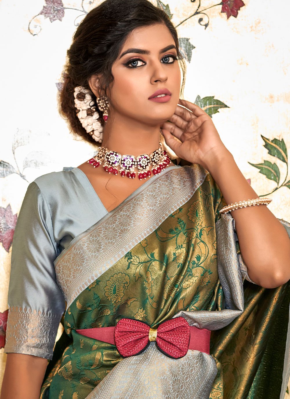 Classic Banarasi Silk Green Jacquard Work Saree