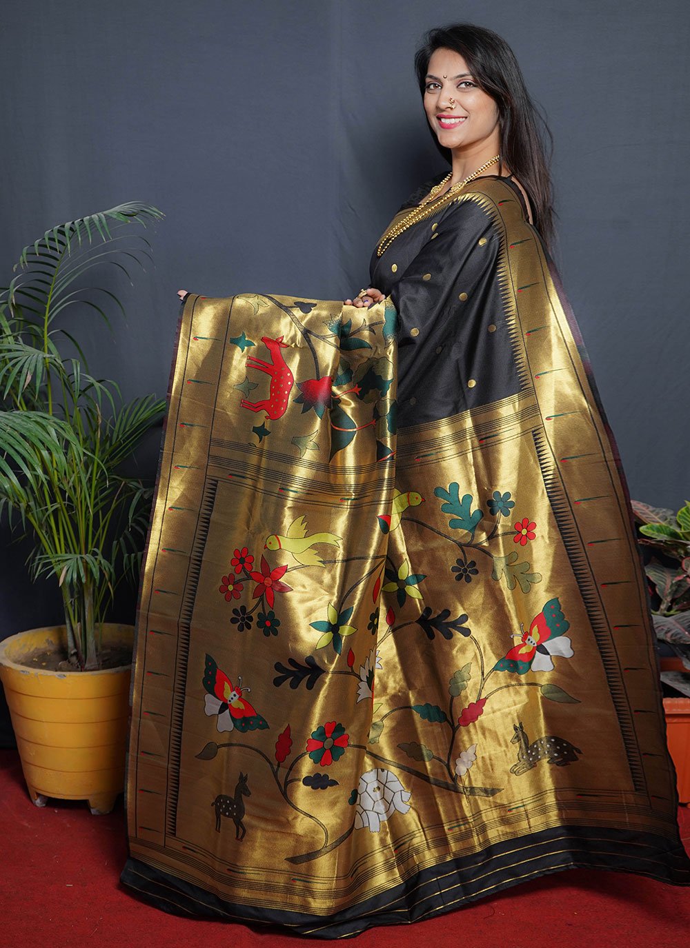 Classic Silk Black Jacquard Work Saree