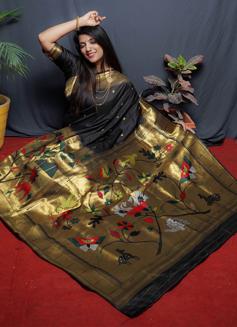 Classic Silk Black Jacquard Work Saree