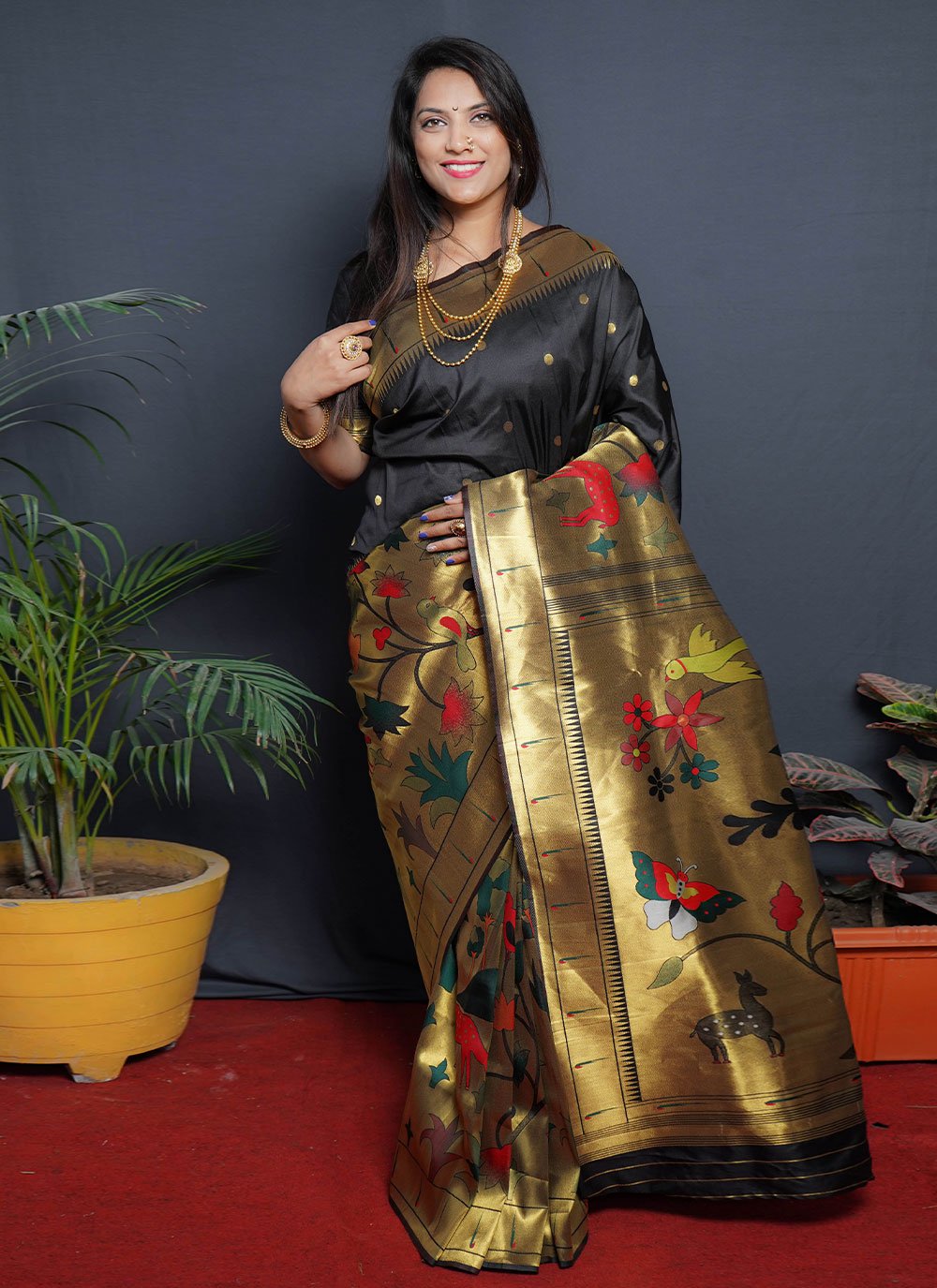 Classic Silk Black Jacquard Work Saree